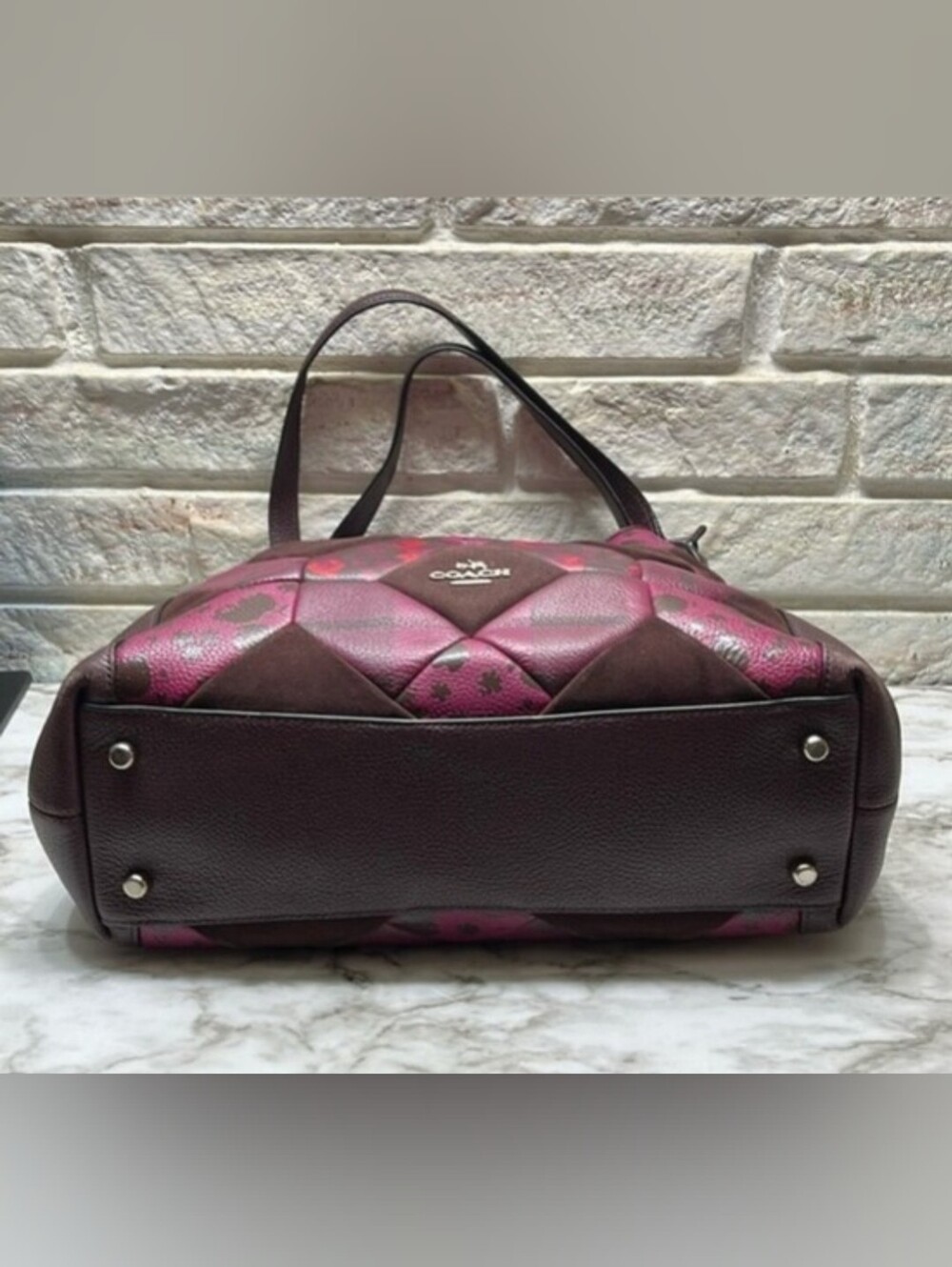 Coach 36519 Patchwork Rogue Tote / Shoulder Bag - Purple Multi Suede & Leather - Picture 9 of 15